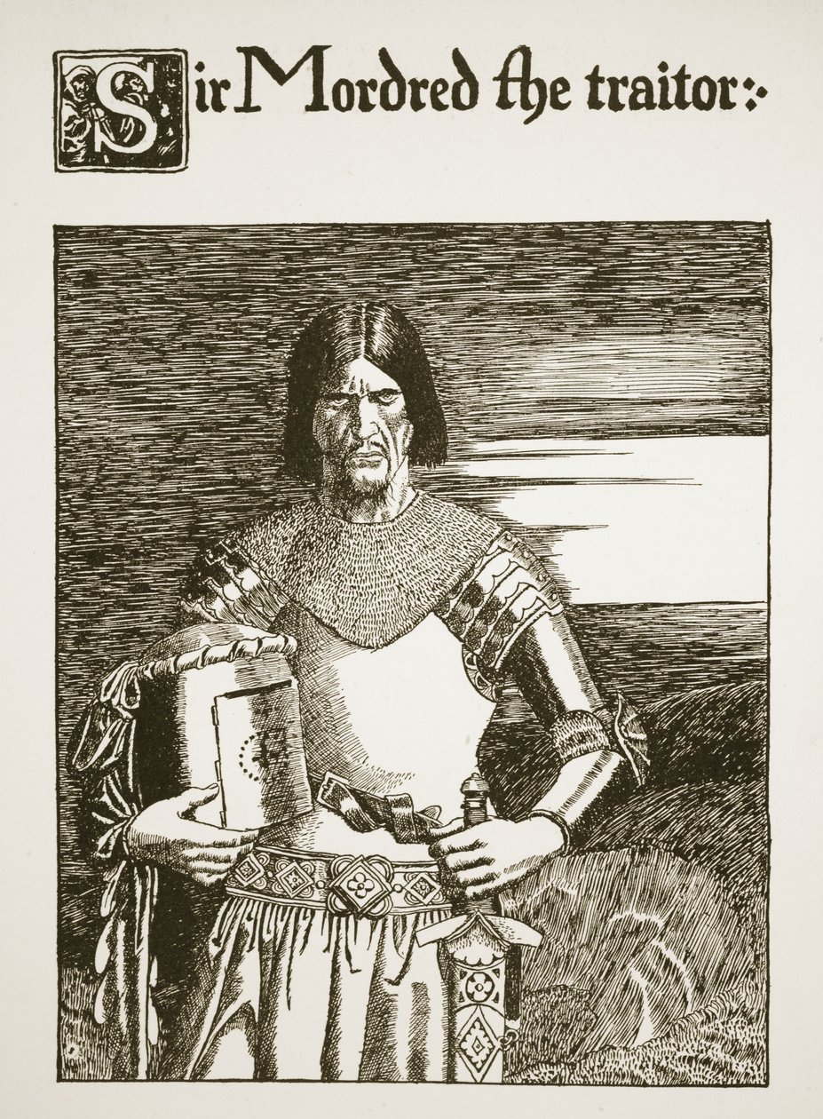 Sir Mordred, o Traidor, ilustração de "A História do Graal e a Passagem de Arthur", c.1910 de Howard Pyle