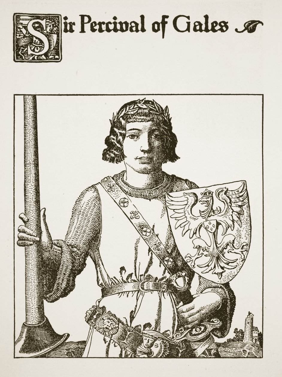 Sir Percival de Gales, ilustração de &39;A História dos Campeões da Mesa Redonda&39; de Howard Pyle