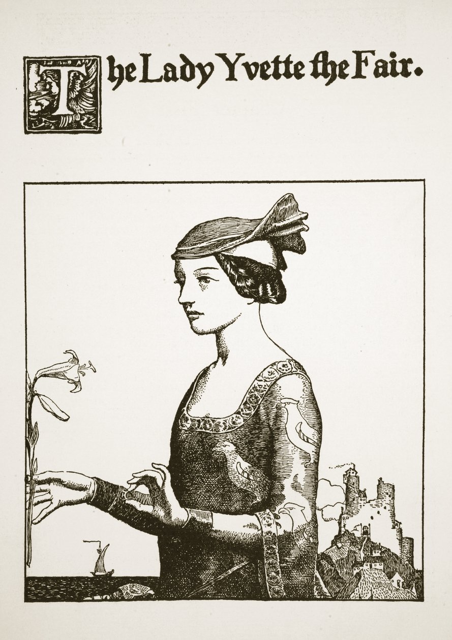 A Lady Yvette the Fair, ilustração de "A História dos Campeões da Mesa Redonda" de Howard Pyle