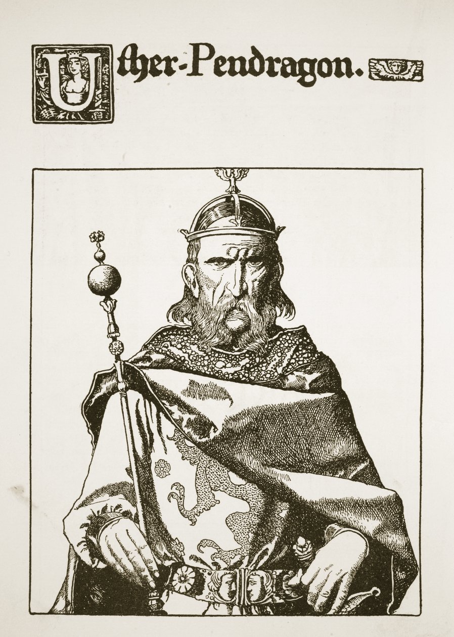 Uther Pendragon, ilustração de &39;A história do rei Arthur e seus cavaleiros&39;, 1903 de Howard Pyle