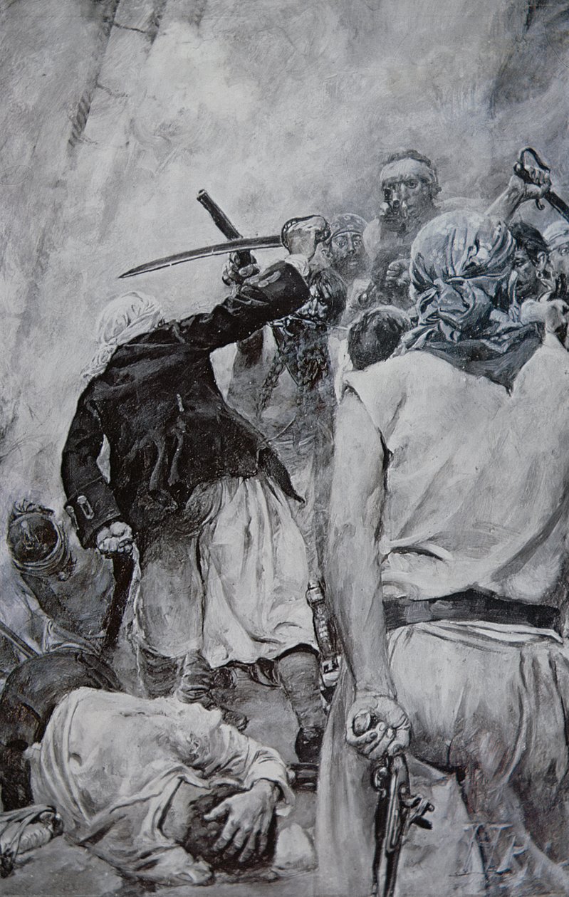 Uma Luta de Piratas (litho) de Howard (after) Pyle