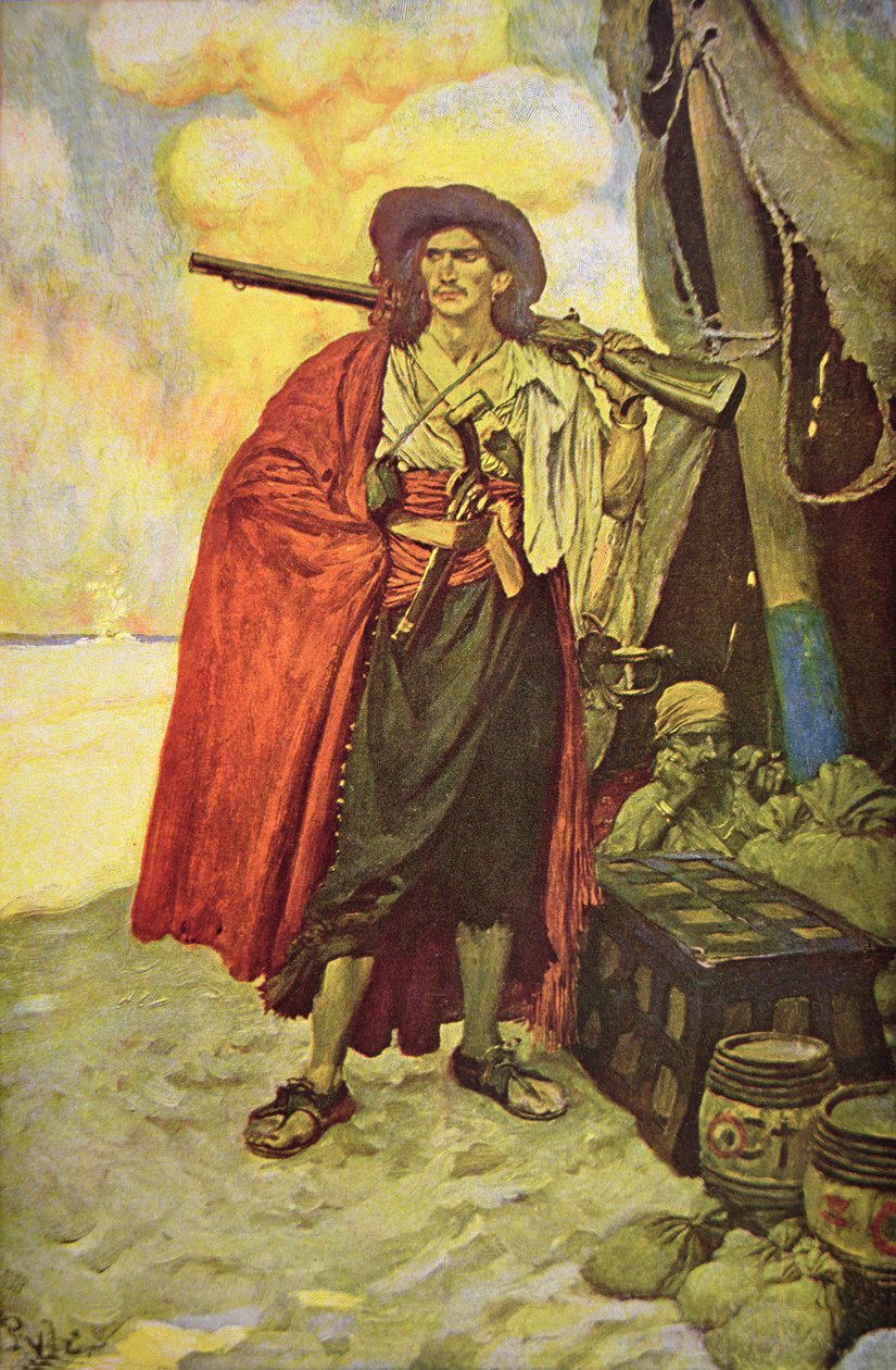 Buccaneer of Hispaniola in the Caribbean (cor litho) de Howard (after) Pyle