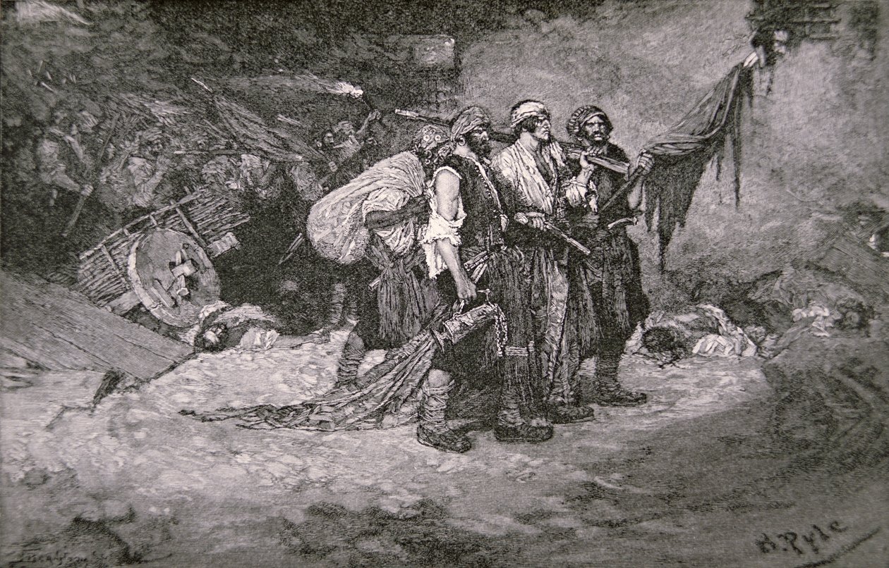 O saque do Panamá pelos Piratas de Henry Morgan de Howard (after) Pyle