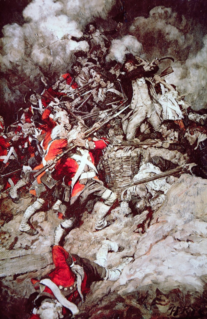 Eles mexeram no Parapet e foram ao topo, Pell Mell, sobre os britânicos, c.1897 (cor litho) de Howard (after) Pyle