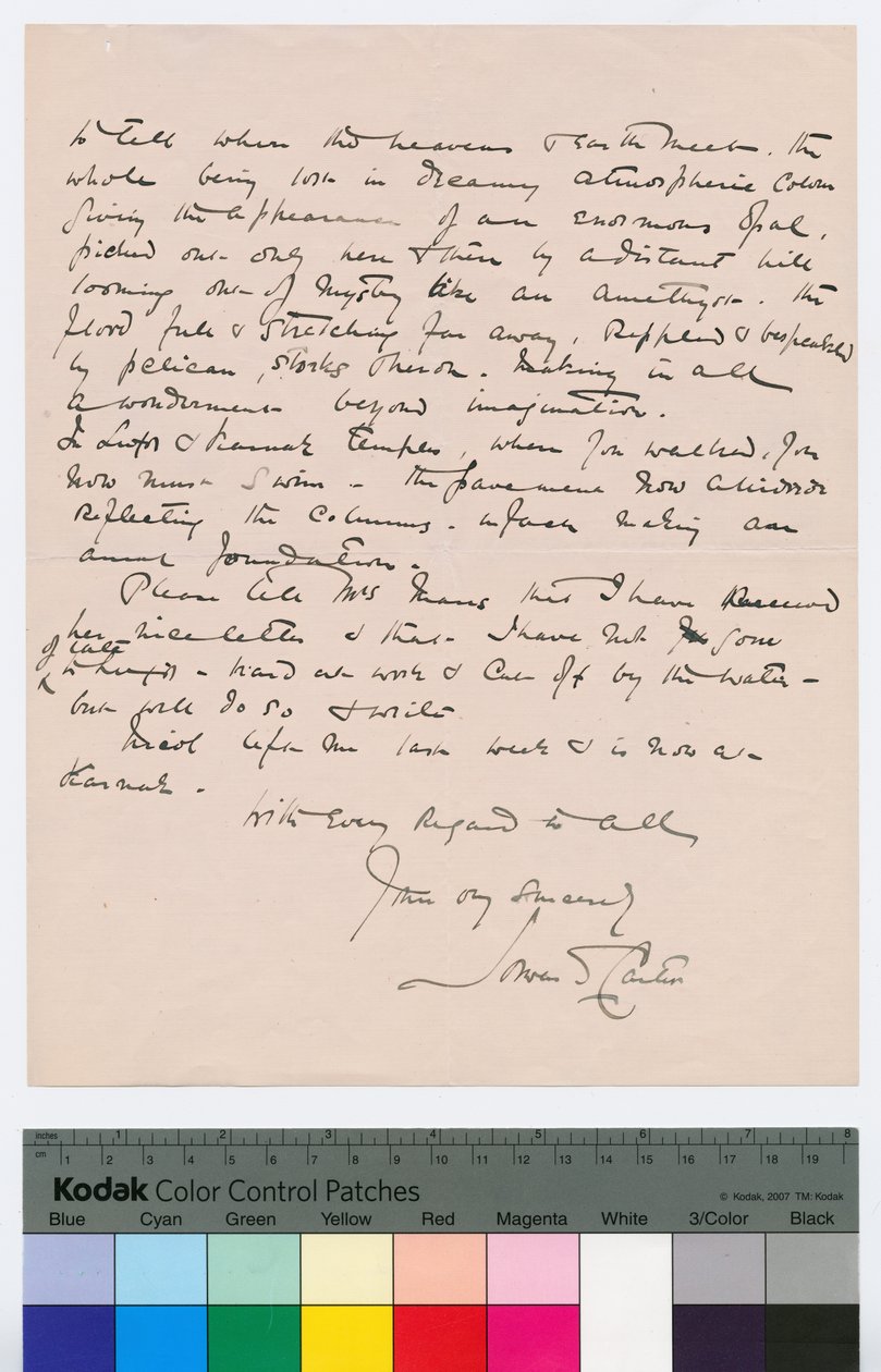 Página 2 de uma carta de Howard Carter a Kingsmill Marrs, 25 de Outubro de 1908 (caneta e tinta sobre papel) de Howard Carter