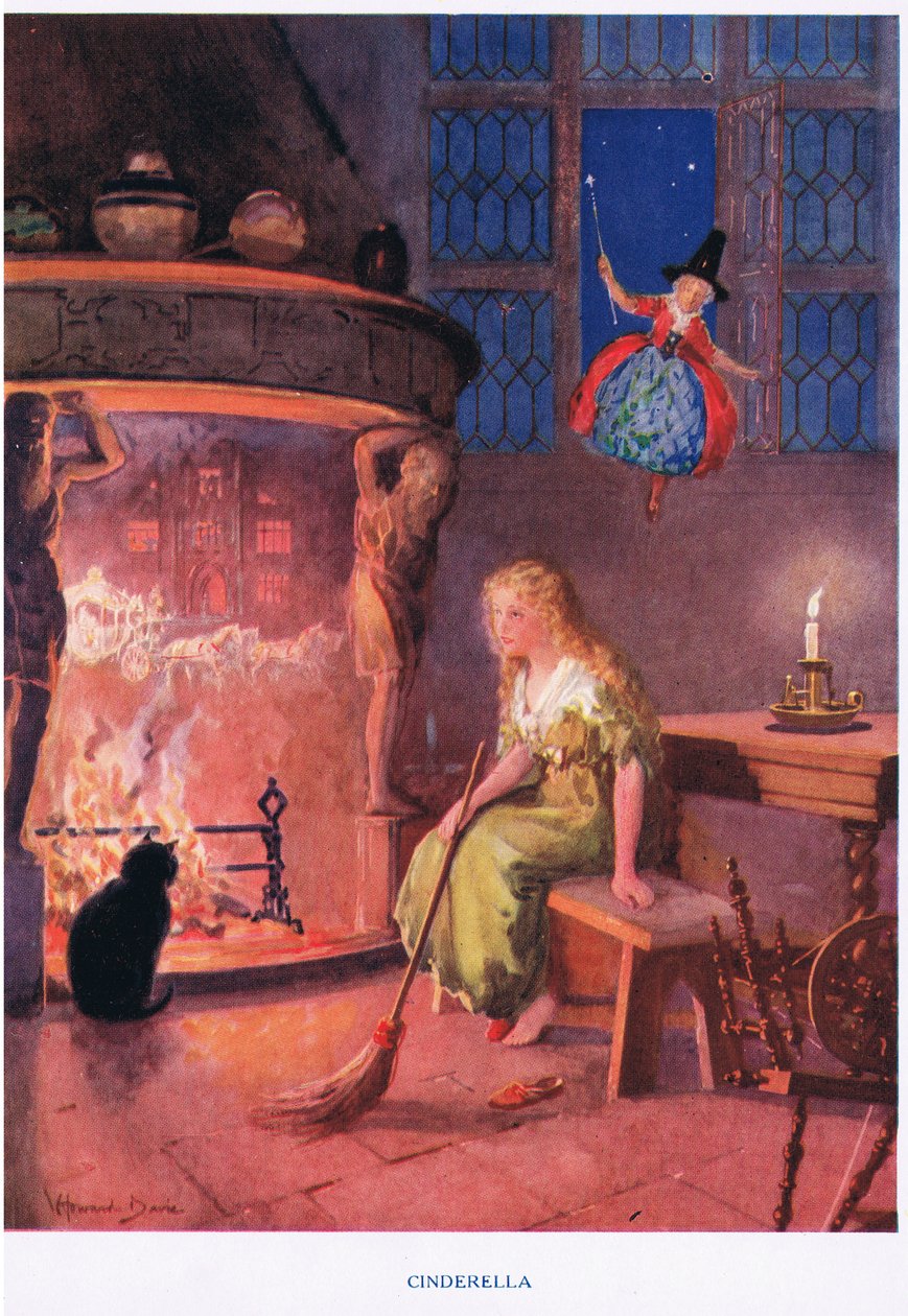 Cinderela, ilustração de "Madame Tussauds" (cor litho) de Howard Davie
