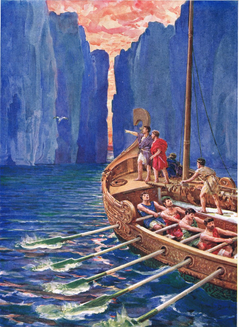 Hera enviou-nos um piloto; vamos seguir a ave astuta", ilustração de "Como os Argonautas navegaram para Colchis", de The Heroes of Greek Fairy Tales, de Charles Kingsley (1819-75) (cor litho) de Howard Davie