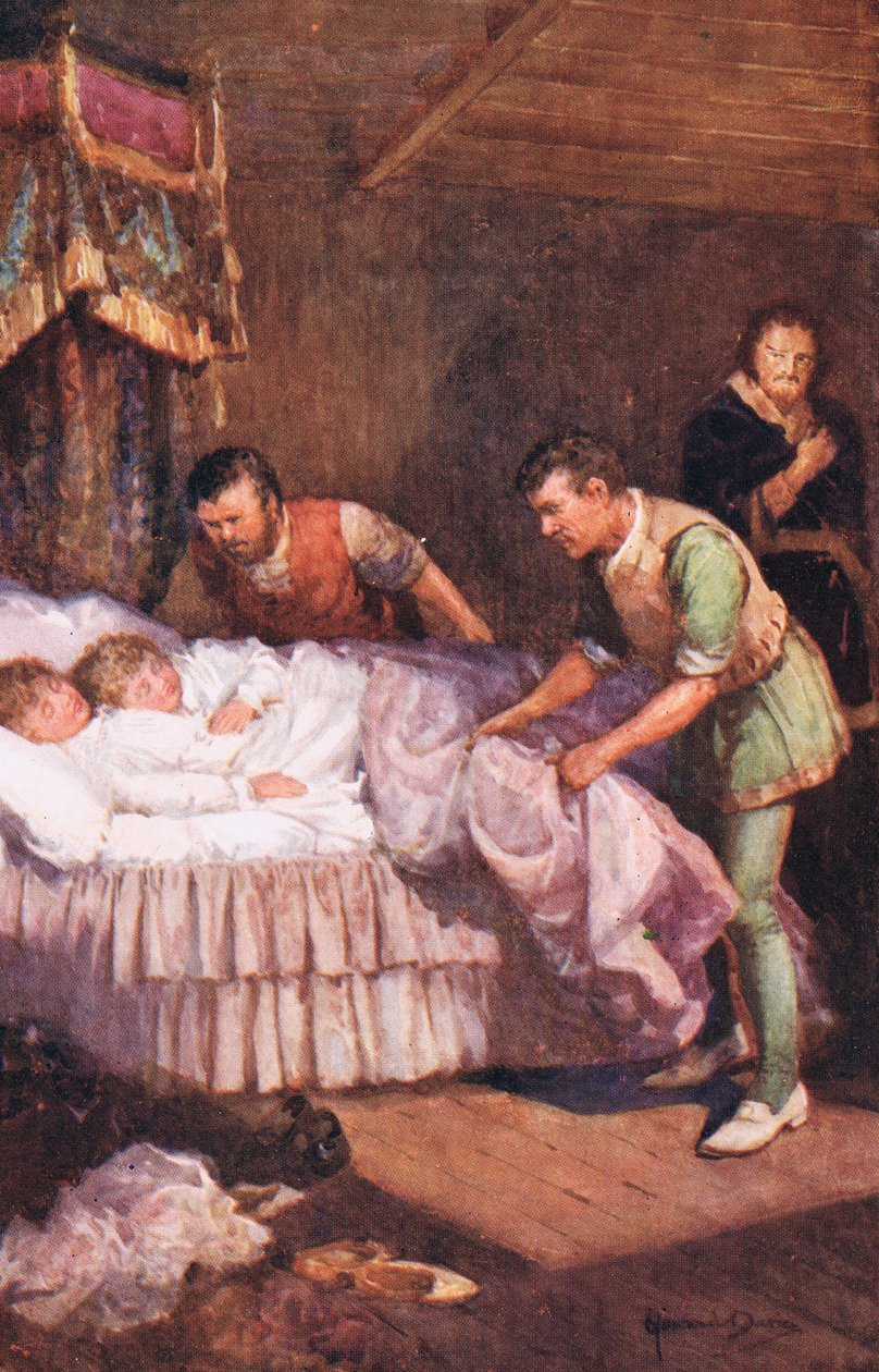 Assassinato dos Príncipes, ilustração de "Madame Tussauds" (cor litho) de Howard Davie