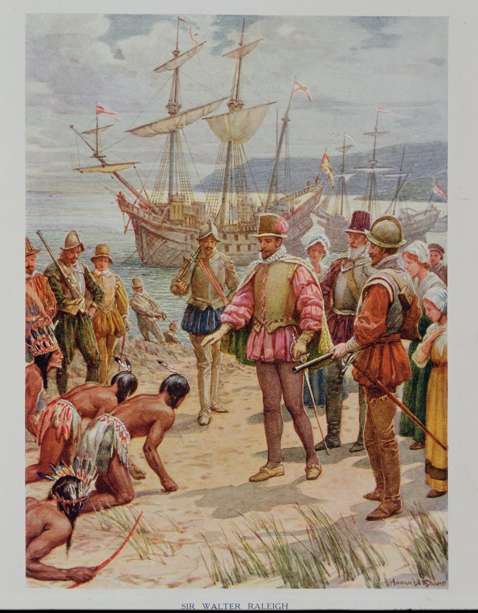 Sir Walter Raleigh (1552-1618) aterragem na Virgínia de Howard Davie