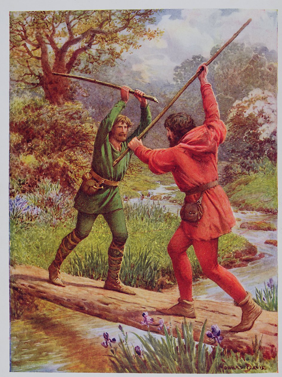 A Luta entre Robin Hood e Little John, ilustração de 