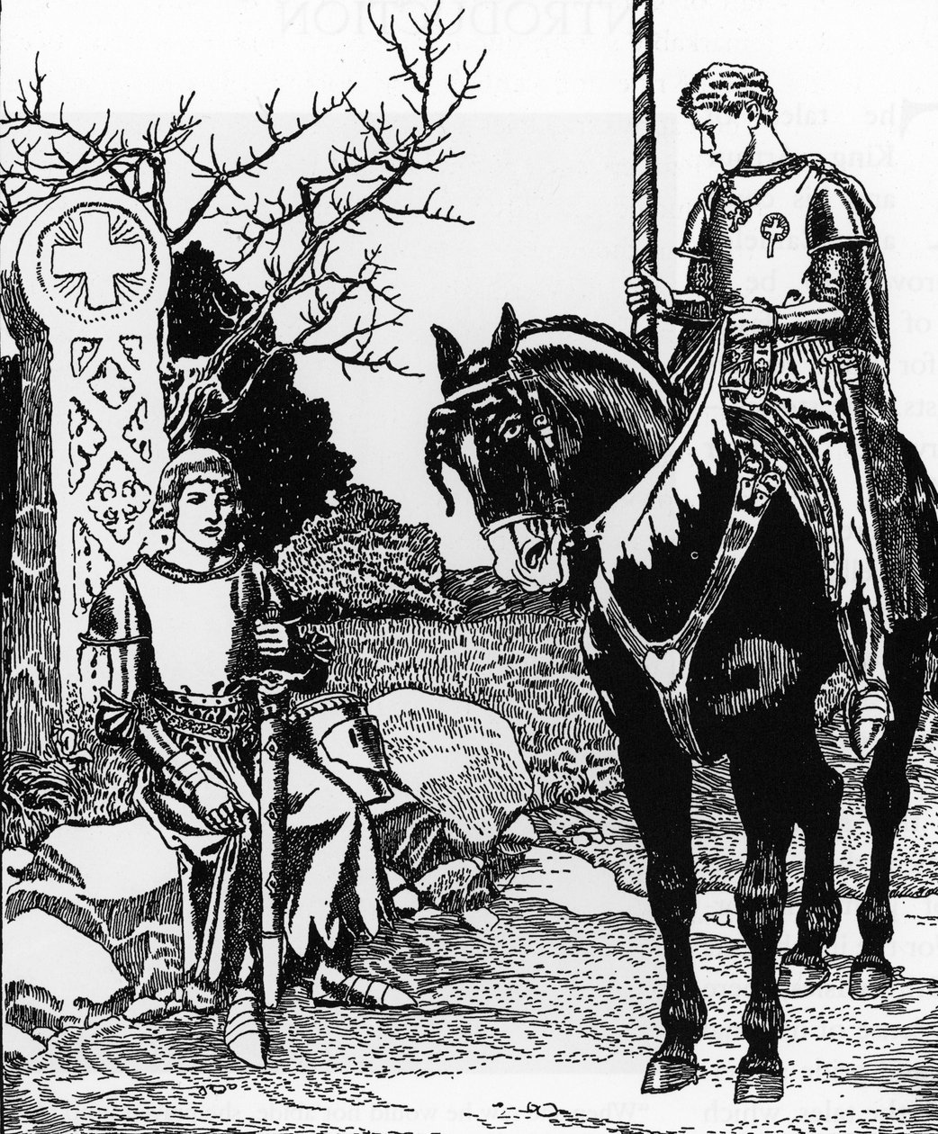 Lenda arturiana: Galahad Meets Melyas de Lyle Ilustração de Howard Pyle (1853-1911) de The Story of the grail and the passing of Arthur" 1910 Private Collection de Howard Pyle
