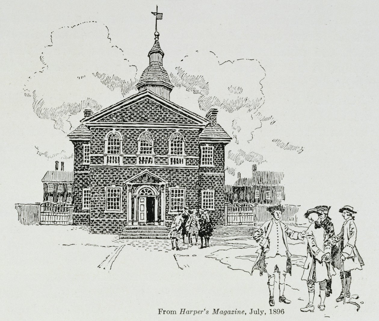 Carpenter&39;s Hall, Filadélfia, onde o Primeiro e o Segundo Congressos Continentais realizaram suas sessões, da Harper&39;s Magazine, 1896 de Howard Pyle