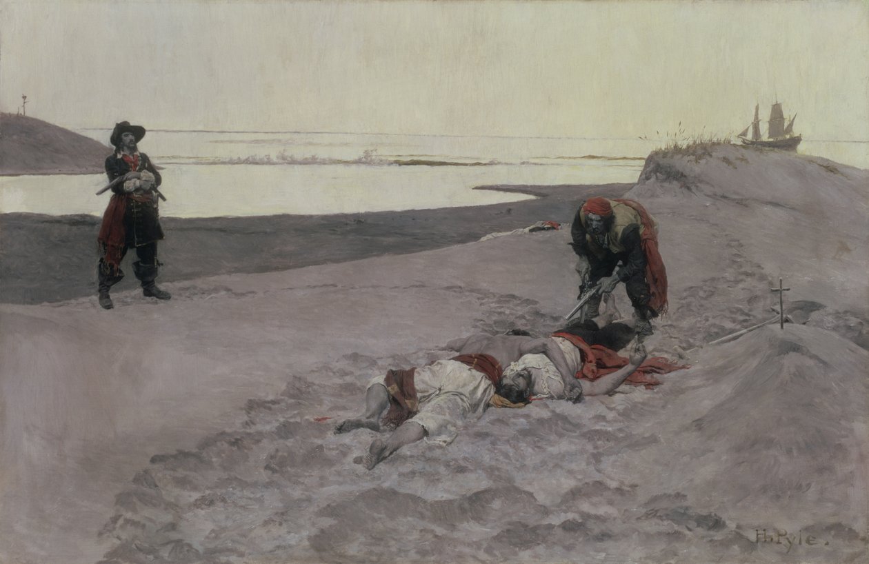 Homens mortos não contam histórias, 1899 (óleo sobre tela e grisalha) de Howard Pyle