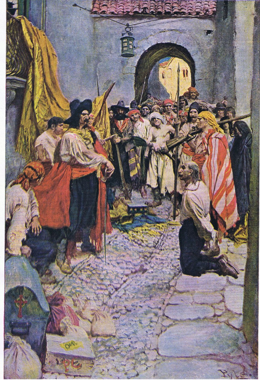 Extorsão da homenagem dos cidadãos, do livro Howard Pyles of Pirates publicado pela Harper & Bros, 1921 de Howard Pyle