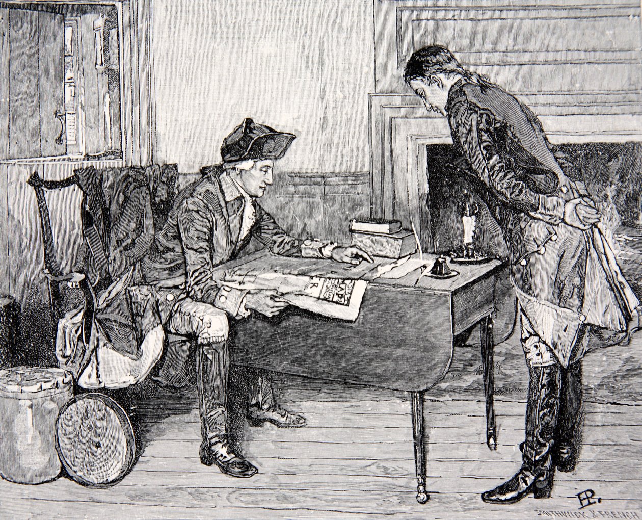 Hale recebendo instruções de Washington de Howard Pyle