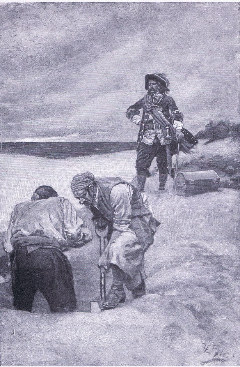 Kidd em Gardiners Island, de Howard Pyles Livro de Piratas publicado por Harper & Bros, 1921 de Howard Pyle