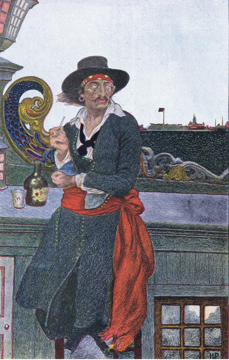 Kidd no convés da Galé Aventura, de Howard Pyles Livro dos Piratas publicado por Harper & Bros, 1921 de Howard Pyle