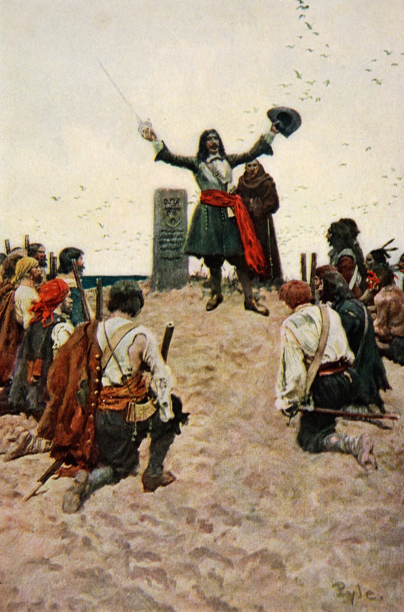 La Salle Batizando o país &39;Louisiana&39;, publicado na Harper&39;s Magazine, 1905 de Howard Pyle