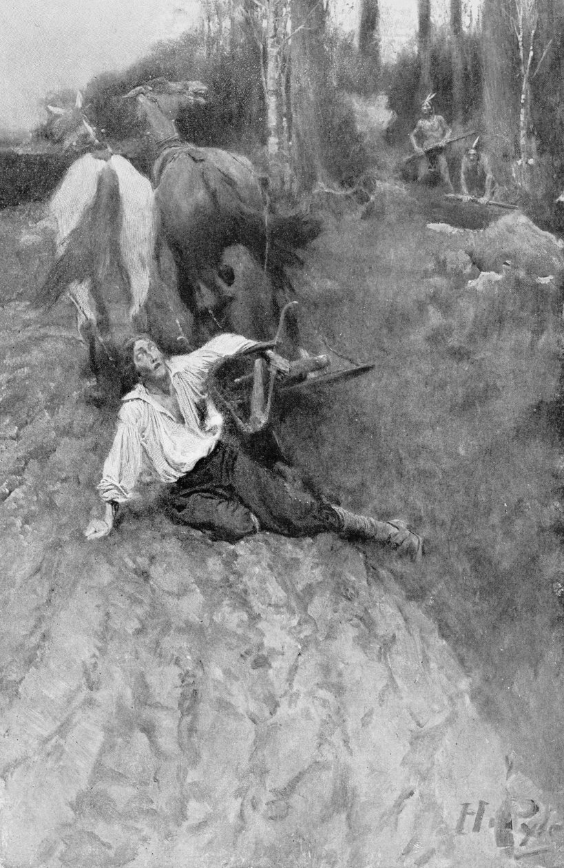 No Warpath, ilustração de "colônias e nações" por Woodrow Wilson, bar. na revista Harper&39;s, 1901 de Howard Pyle