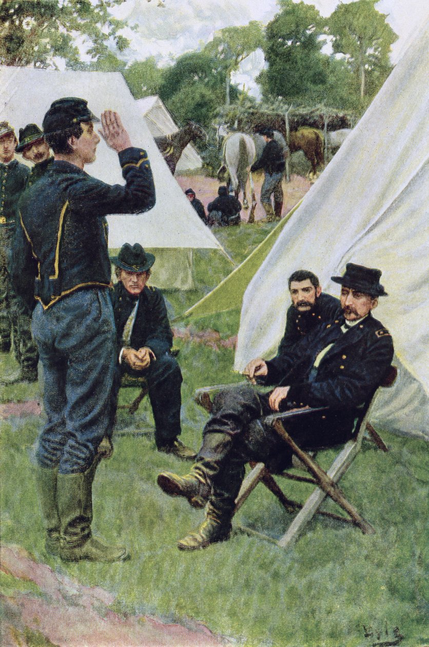 Primeira Entrevista de Sheridan com Rowand, ilustração de &39;Rowand&39; por William Gilmore Beymer, pub. em Harper&39;s Weekly, junho de 1909 de Howard Pyle