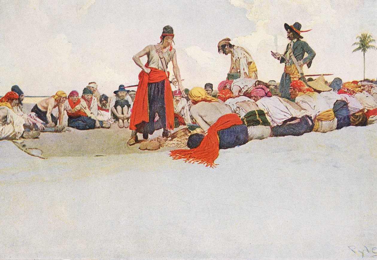 O tesouro foi dividido, início do século XX (ilustração de livro) de Howard Pyle