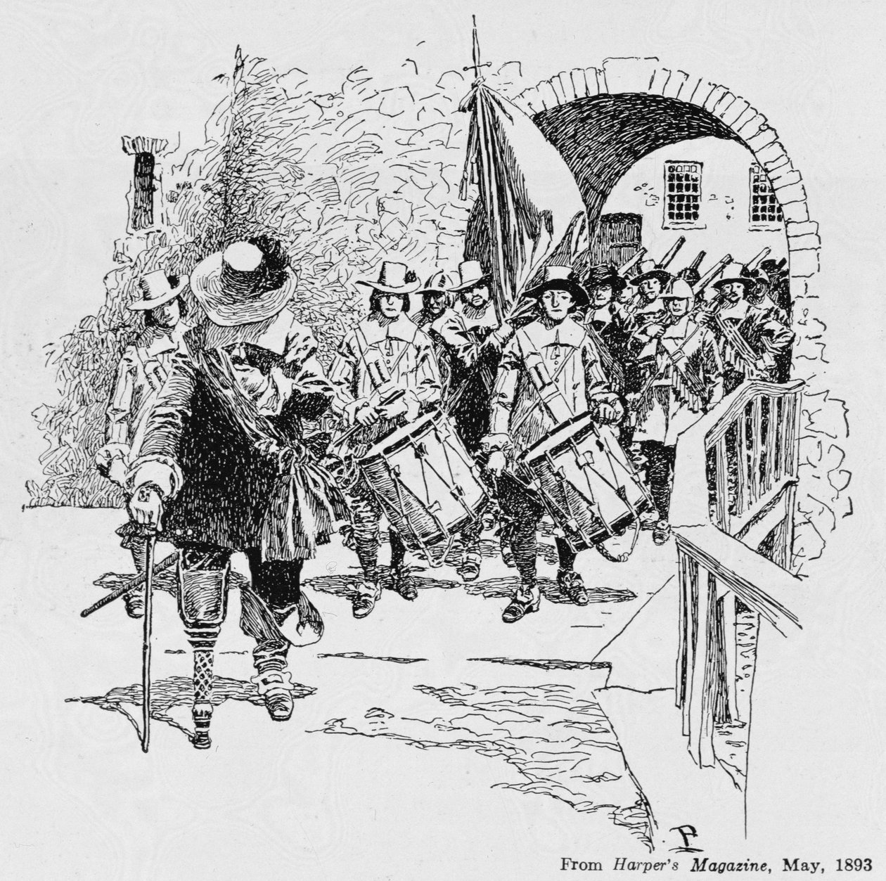 Stuyvesant entregando Fort Amsterdam ao inglês, da Harper&39;s Magazine, 1893 de Howard Pyle