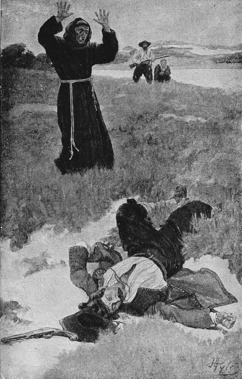 O Assassinato de La Salle, ilustração de "La Salle e a Descoberta do Grande Oeste", de Francis Parkman de Howard Pyle