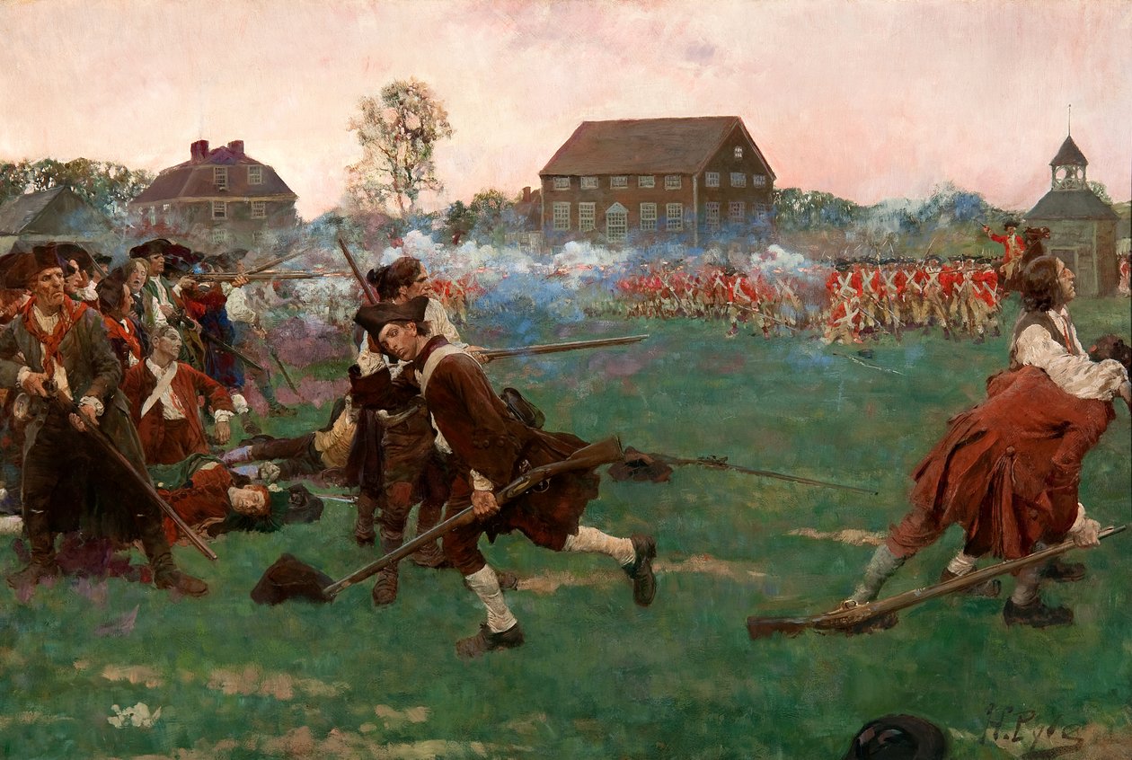 A luta em Lexington Common, 19 de abril de Howard Pyle
