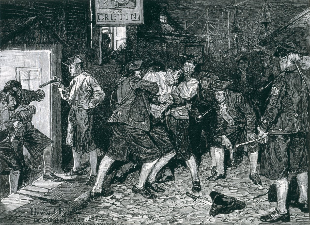 The Press Gang, em Nova York, da Harper&39;s Magazine, 1882 de Howard Pyle