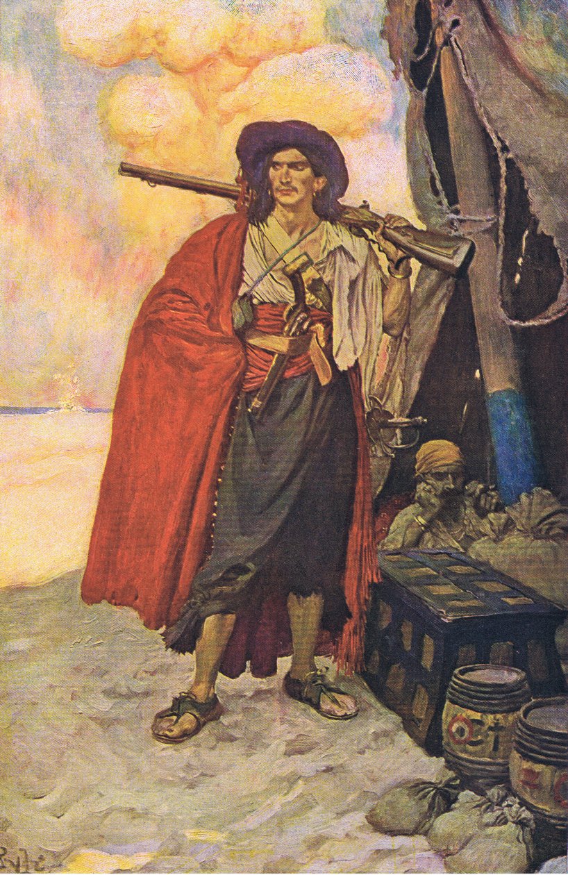 O bucaneiro era um sujeito pitoresco, do livro Howard Pyles of Pirates publicado por Harper & Bros, 1921 de Howard Pyle
