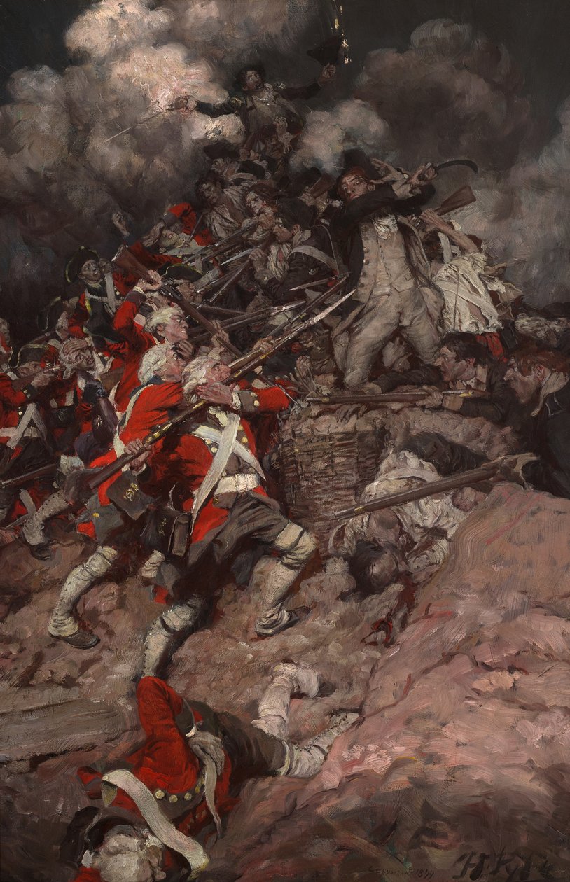 Subiram ao parapeito e avançaram sobre a crista, em direção aos britânicos de Howard Pyle
