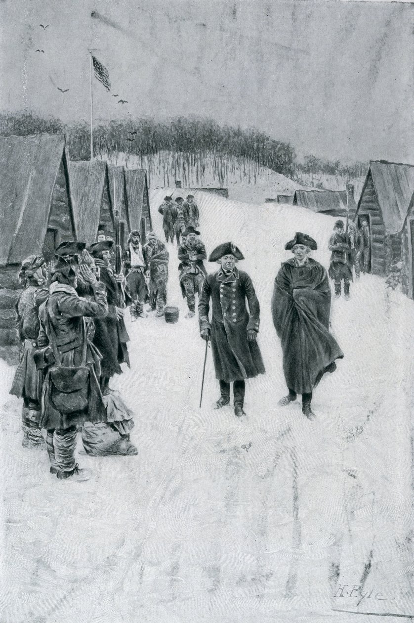 Washington e Steuben em Valley Forge, ilustração de "General Washington" por Woodrow Wilson, pub. na revista Harper&39;s, em julho de 1896 de Howard Pyle