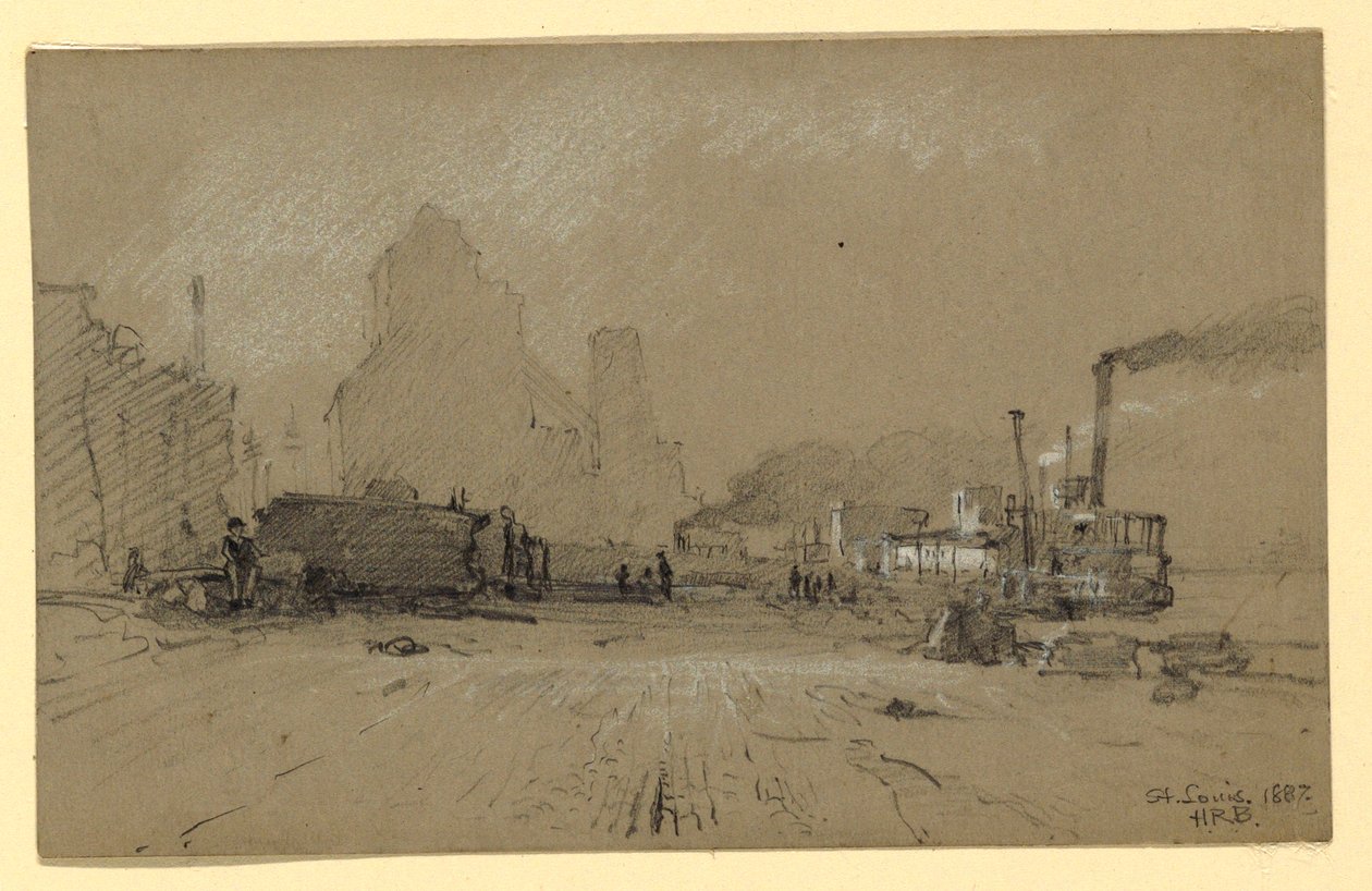 Desenho, No Mississipi em St. Louis, 1887 de Howard Russell Butler