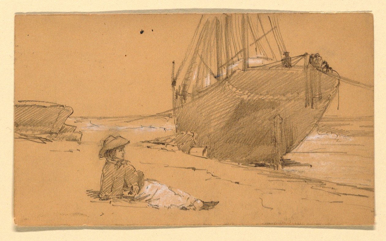 Desenho, À beira-mar, 1884 de Howard Russell Butler