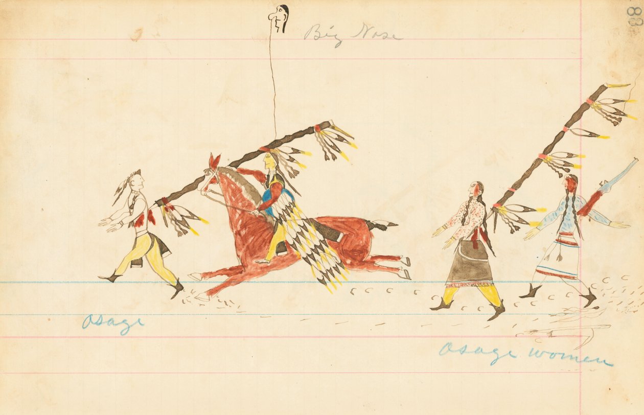 Osage, Big Nose, Osage Women, 1874-75 (papel de caneta, tinta e papel higiênico) de Howling Wolf