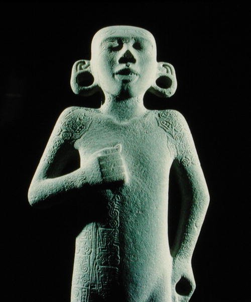 O Jovem de Tamuin, período pós clássico tardio (1300-1521) (pedra) (detalhe de 207851) de Huaxtec Huaxtec