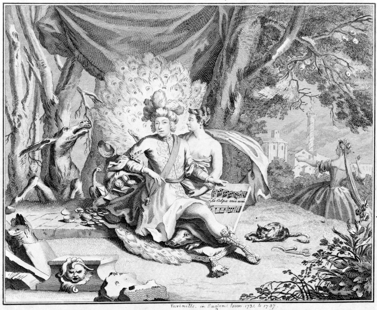 Sátira em um cantor de castrado, 1730-40 de Hubert Francois Gravelot