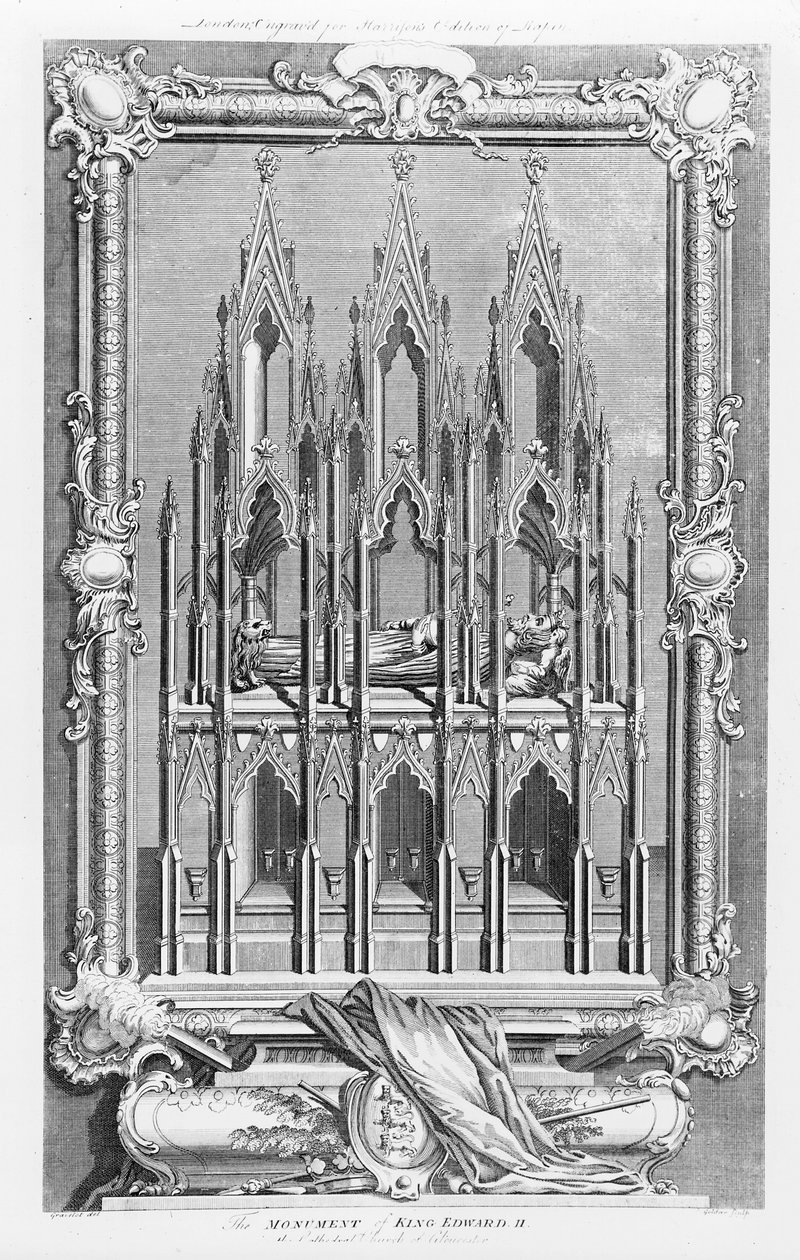 O monumento de Edward II (1284-1327) na Catedral de Gloucester de Hubert Francois Gravelot