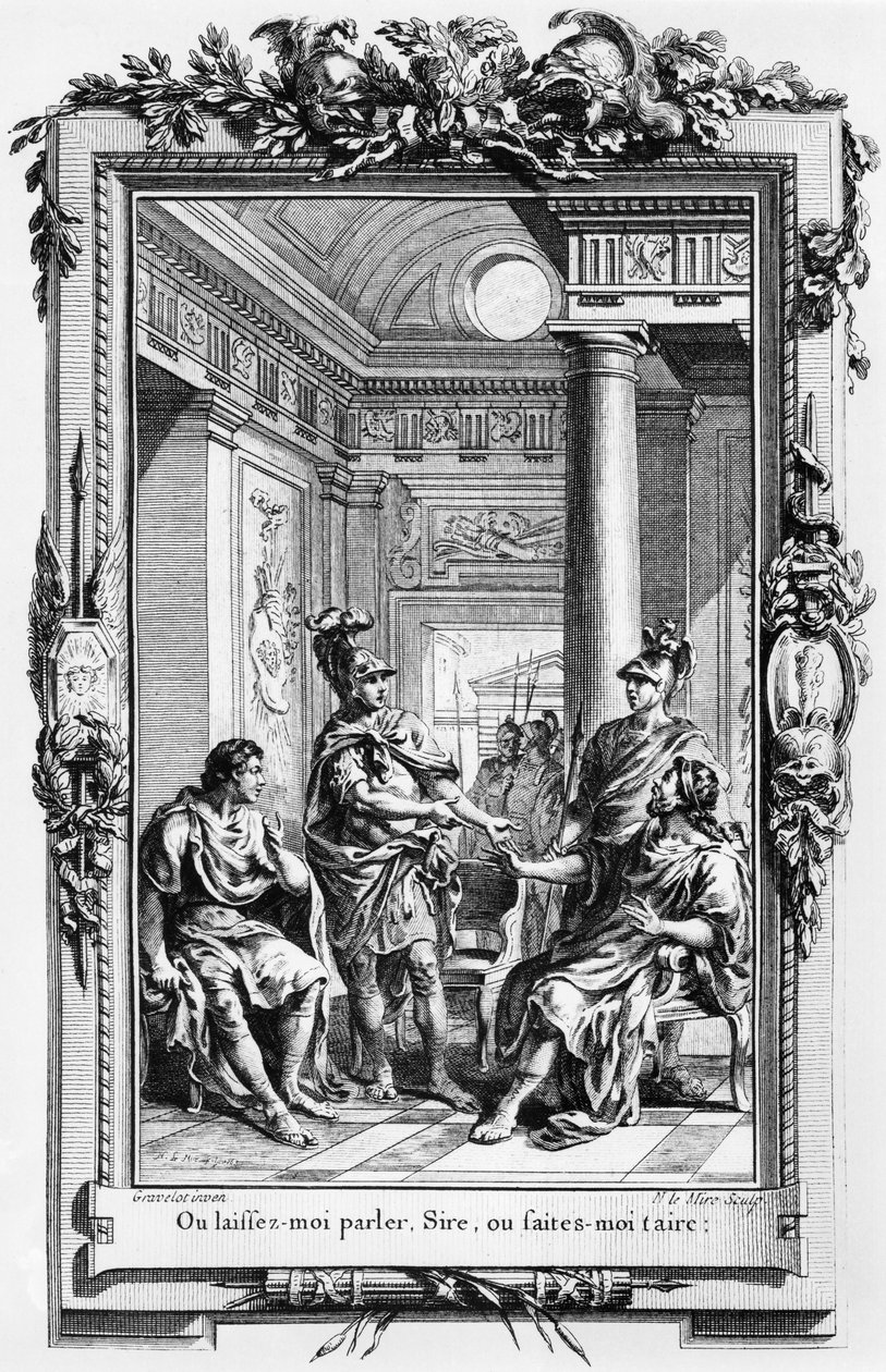 Ilustração para &39;Nicomede&39; de Pierre Corneille (1606-84) gravada por Noel Le Mire (1724-1800) de Hubert Francois Gravelot