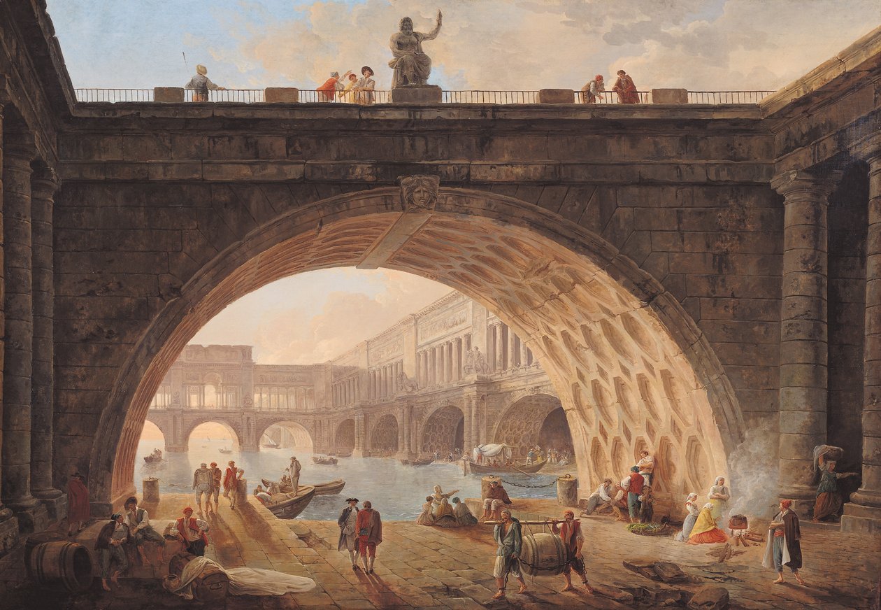 Um porto, c.1760 de Hubert Robert