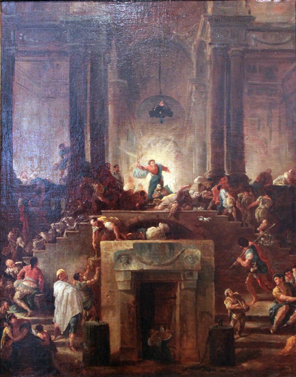 Cristo afugenta cambistas do templo de Hubert Robert