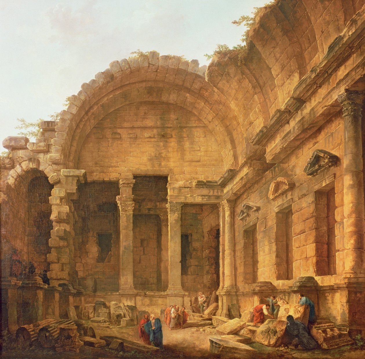 Interior do templo de Diana em Nimes, 1787 de Hubert Robert