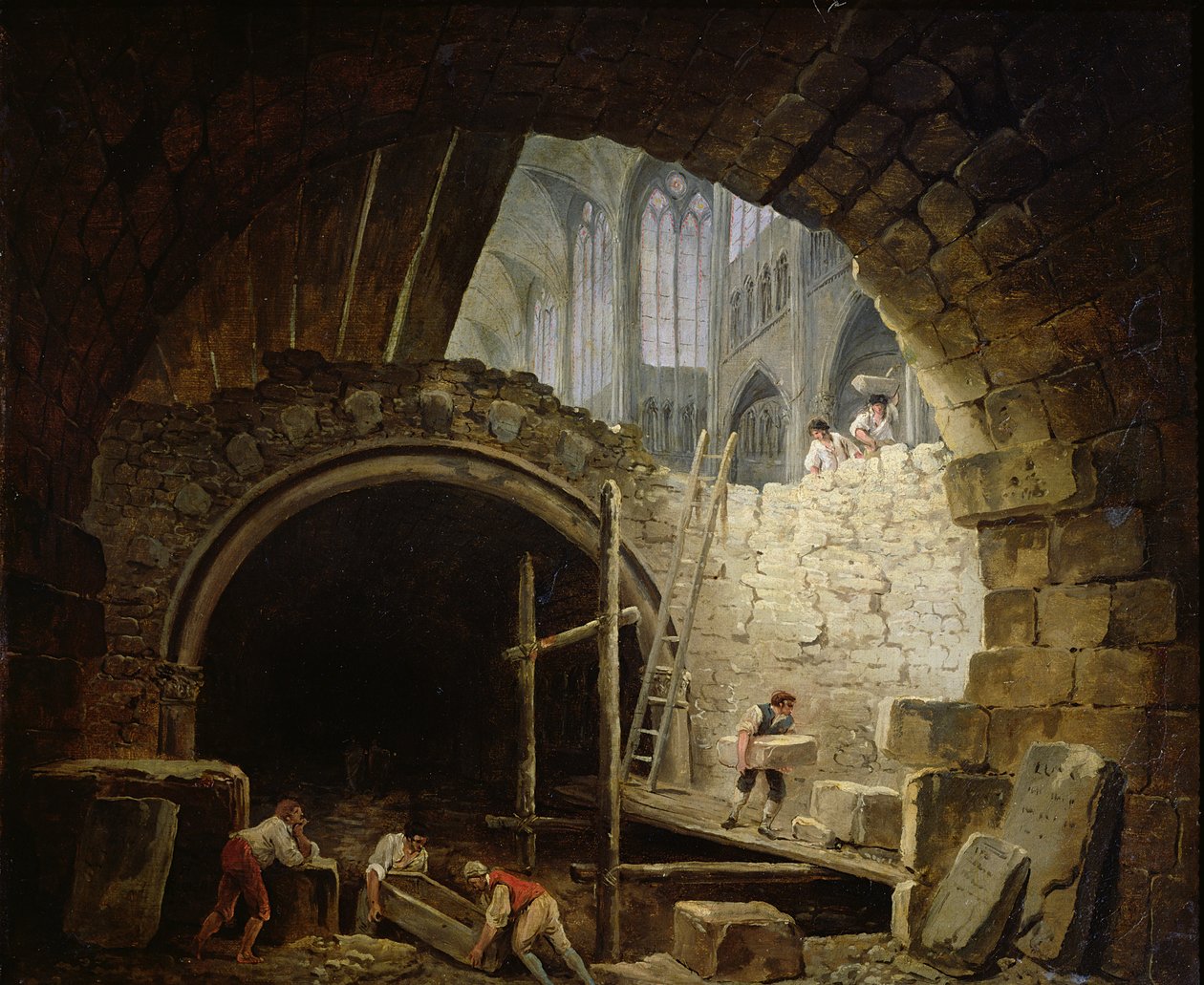 Saqueando os cofres reais em St. Denis em outubro de 1793 de Hubert Robert