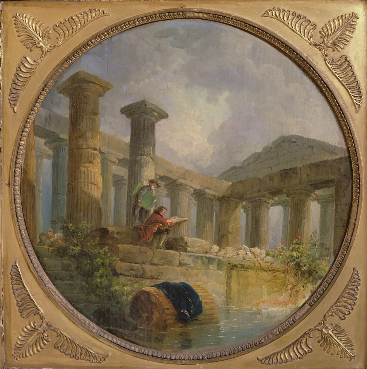 Ruínas de um templo imitando Paestum, c.1760 de Hubert Robert