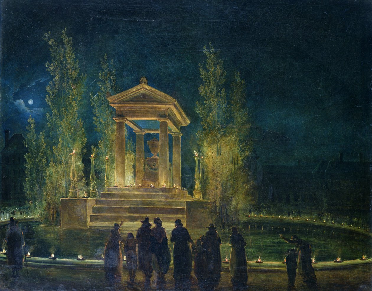 O Cenotáfio de Jean Jacques Rousseau (1712-1778) nas Tulherias, Paris, 1794 de Hubert Robert