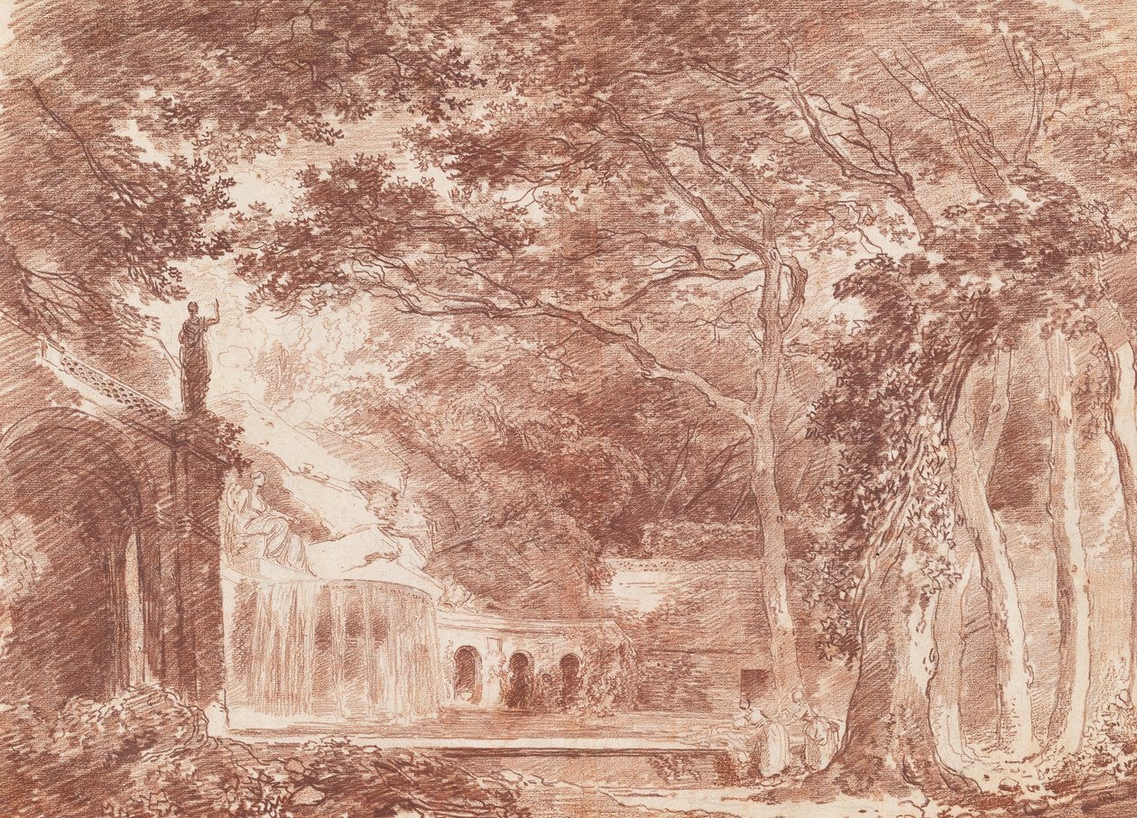 A Fonte Oval nos Jardins da Villa dEste, Tivoli de Hubert Robert