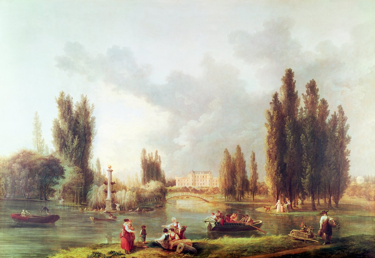O parque e Chateau em Mereville de Hubert Robert