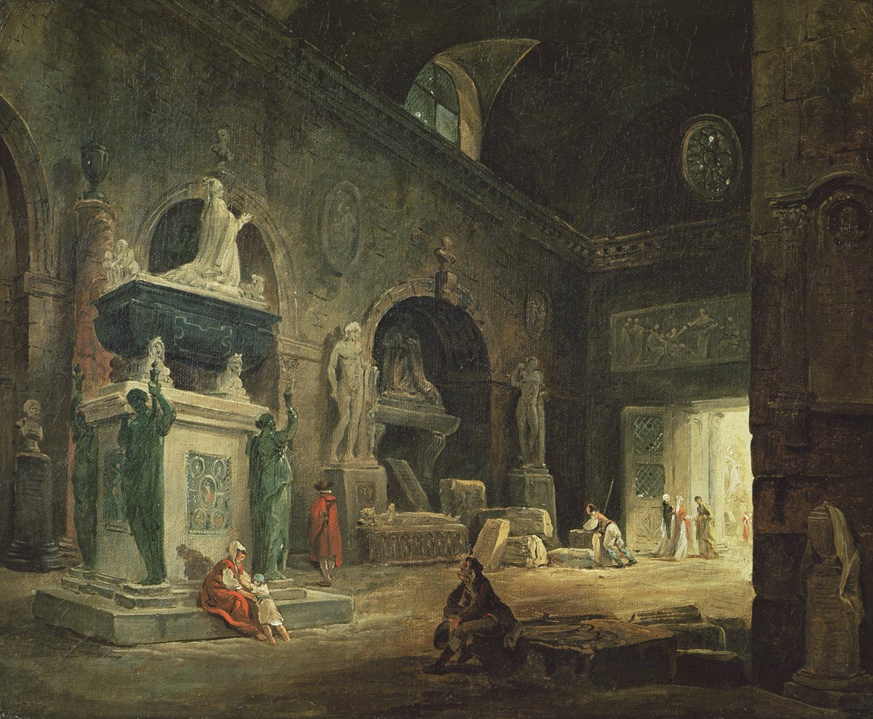 Vista, de, um, galeria, em, a, museu, monumentos, Francais de Hubert Robert