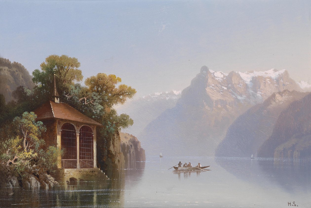 Vista, de, Chillon, castelo, ligado, lago genebra de Hubert Sattler