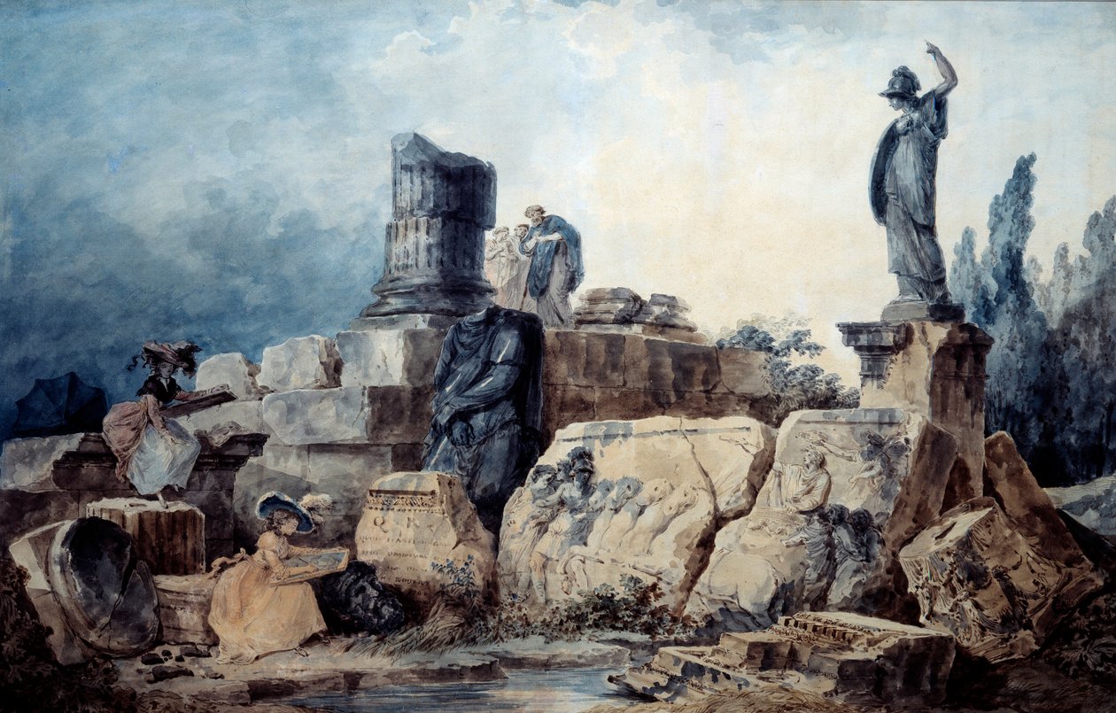 Os cartoonistas. O desenho depois de Hubert Robert (1733-1808) de Hubert (after) Robert